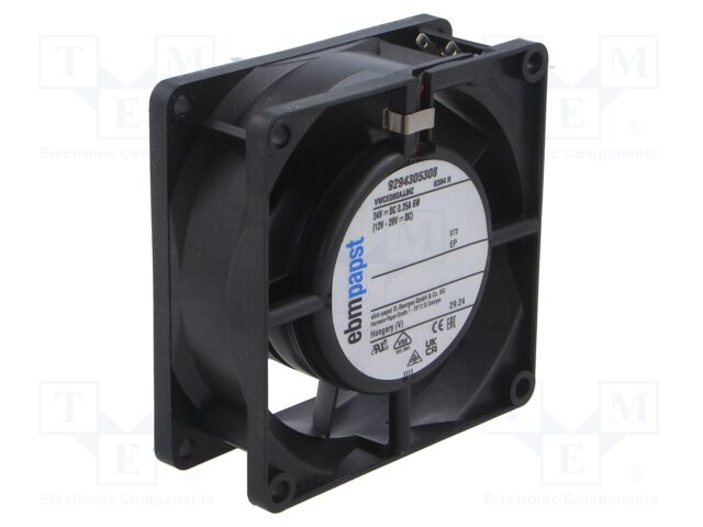 Fan: DC; axial; 24VDC; 80x80x32mm; 54m3/h; 36dBA; ball; 9294305308