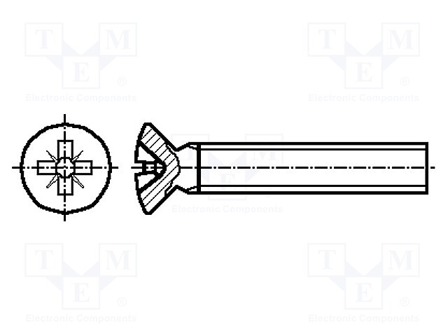 Screw; M4x10; DIN: 966A; Head: countersunk; Pozidriv; steel; zinc