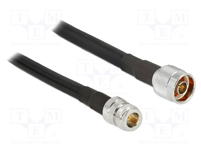 Cable; 10m; N male,N female; black; Øcable: 10.5mm; 50Ω