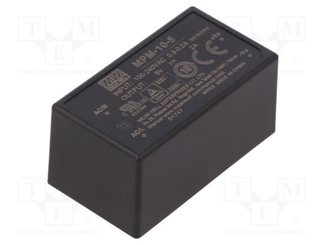 Power supply: switched-mode; modular; 10W; 5VDC; 45.7x25.4x21.5mm