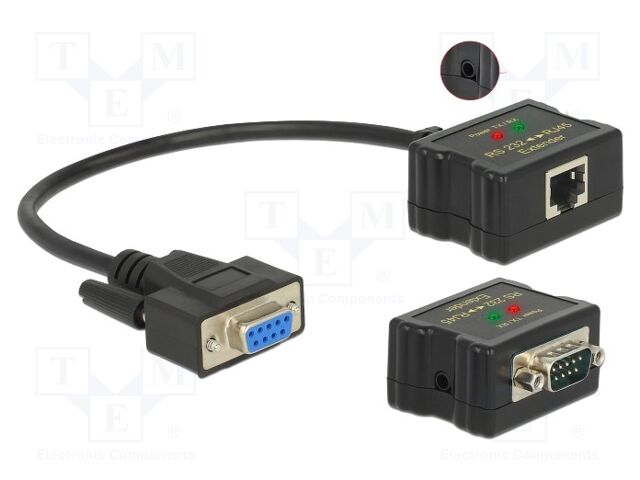 RS232 to RJ45 converter; 0.24m; black; Interface: RS232,RS422