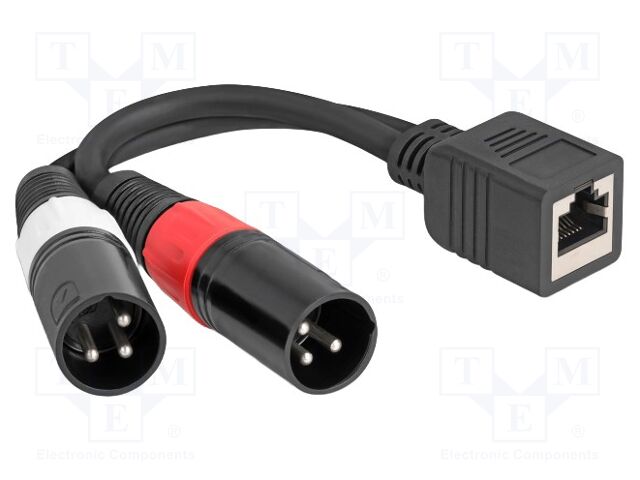 Adapter; RJ45 socket,XLR male 3pin x2; 0.2m; Øcable: 6mm; PVC
