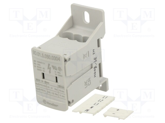 Splice terminal: distribution block; ways: 1; terminals: 5; grey