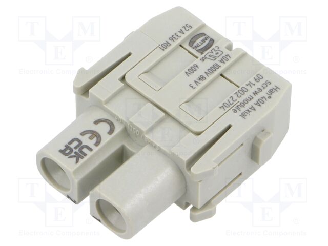HEAVY DUTY MODULE, RCPT, 2POS, 14-8AWG