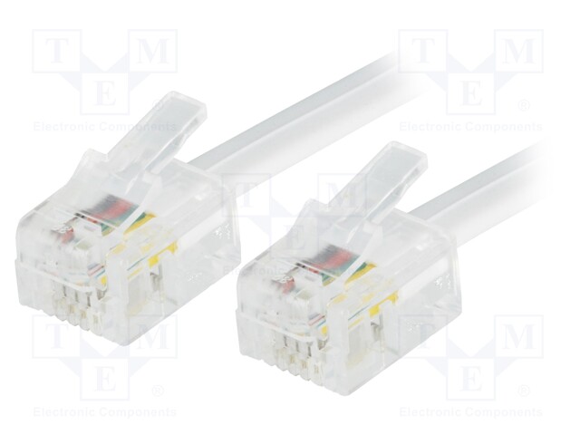 Cable: telephone; RJ11 plug,both sides; 7m; white