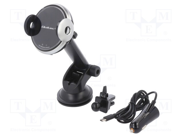 Inductance charger; black,silver; for windscreen; USB A,USB C