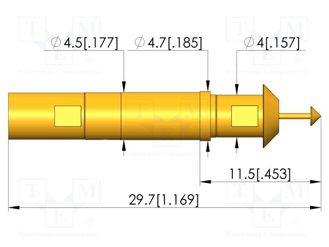 Test needle; plug-in