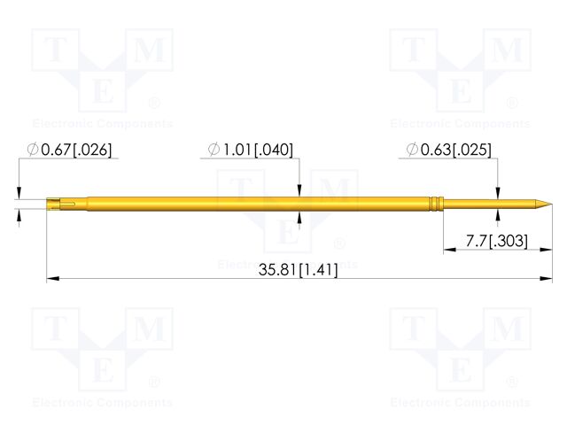 Test needle; Spring compression: 4.3mm; 6.35mm; 3A; steel; needle