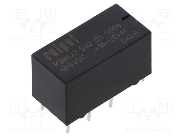 Relay: electromagnetic; DPDT; Ucoil: 9VDC; Icontacts max: 2A; PCB