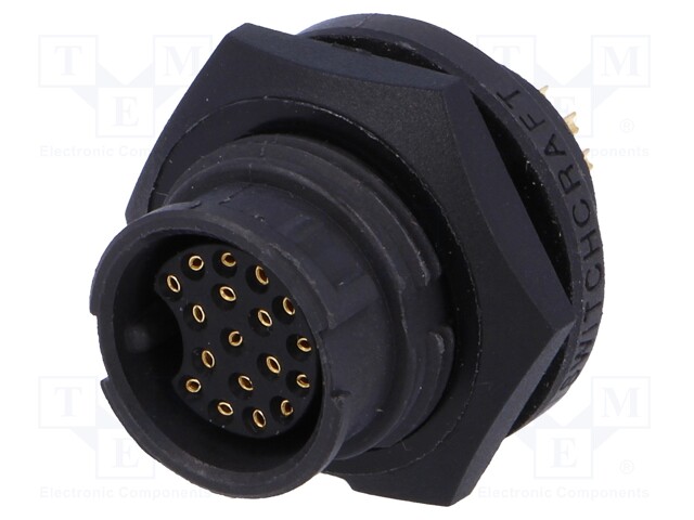 Connector: circular; Series: EN3; socket; female; soldering; PIN: 18