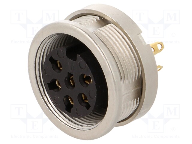 Connector: M16; female; IP68; socket; soldering; 250V; PIN: 6; 5A