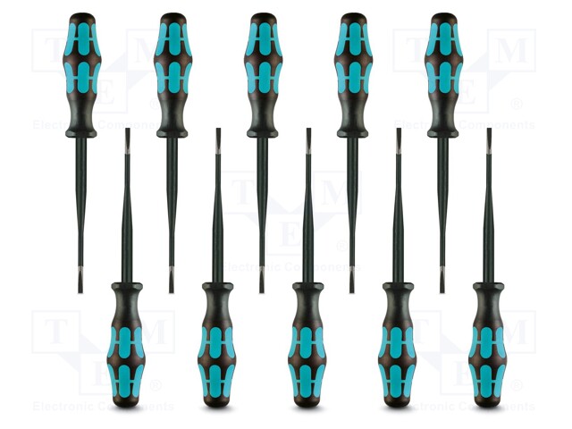 Kit: screwdrivers; Pcs: 10; insulated; slot; Size: 3,5x0,6mm