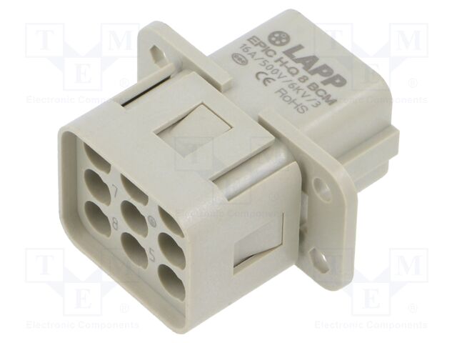 Connector: HDC; contact insert; female; EPIC H-Q; PIN: 9; 8+PE; 16A