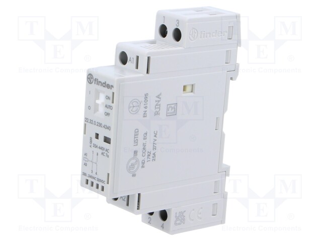 Contactor: 2-pole installation; 25A; 230VAC; 230VDC; NO x2; DIN
