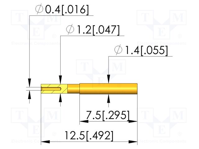 Test plug; L: 12.5mm; test needles; Dim: Ø0.4x12.5mm; plug