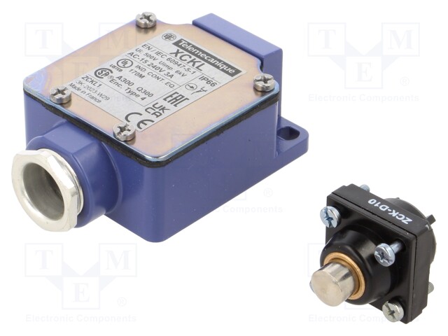 Limit switch; pin plunger Ø10mm; NO + NC; 10A; max.250VAC; PG13,5