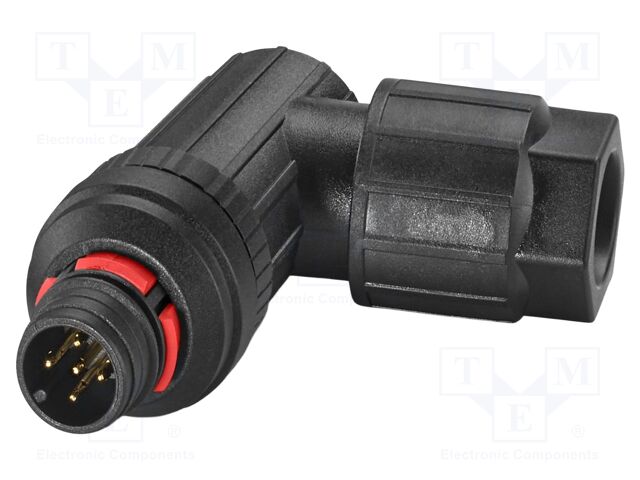 Connector: M12; plug; PIN: 5; 48V; angled; push-lock; Contacts: CuSn