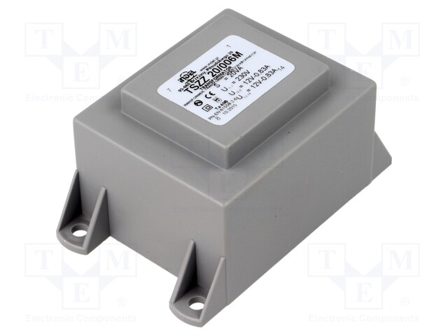 Transformer: encapsulated; 20VA; 230VAC; 12V; 12V; 0.83A; 0.83A