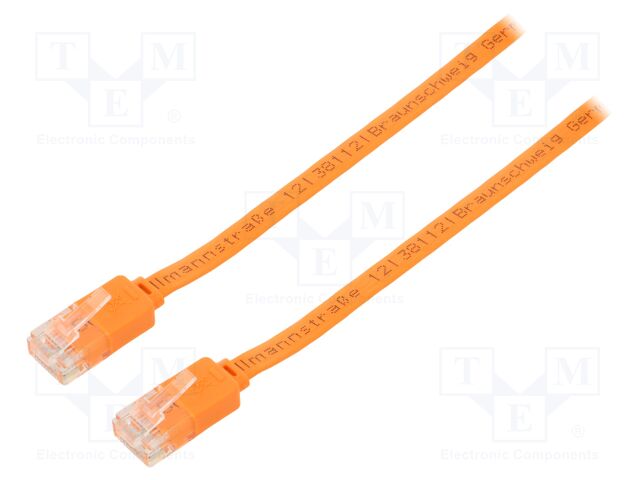 Patch cord; U/UTP; 6; stranded; Cu; PVC; orange; Len: 1.5m; 32AWG