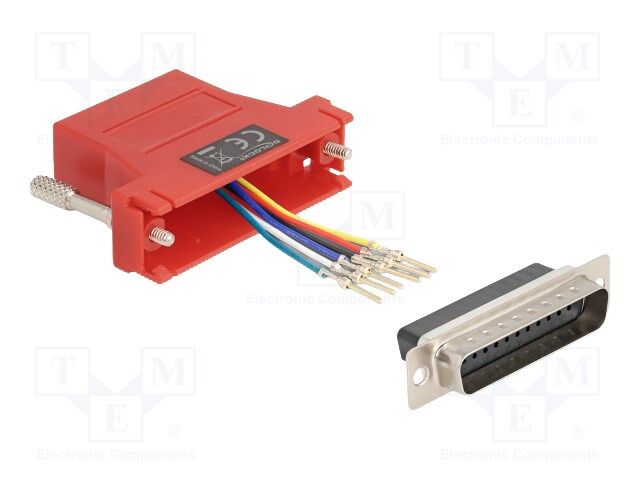 Adapter; D-Sub 25pin plug,RJ12 socket; red