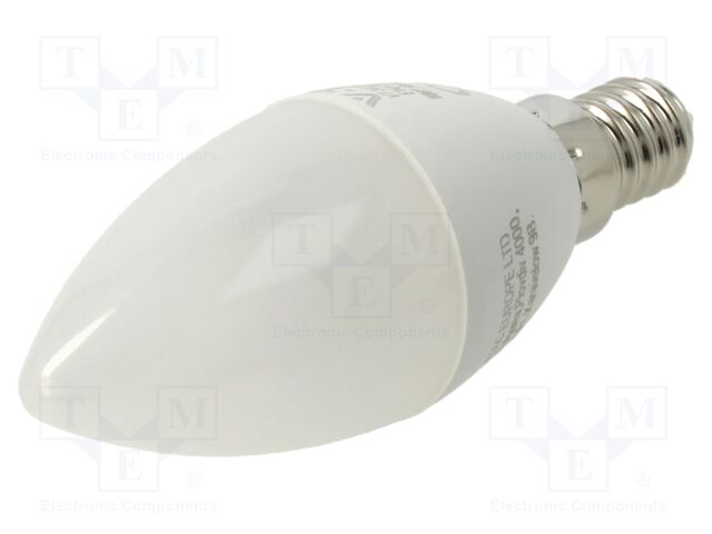 LED lamp; white cold; E14; 220/240VAC; 600lm; P: 6.5W; 180°; 6500K