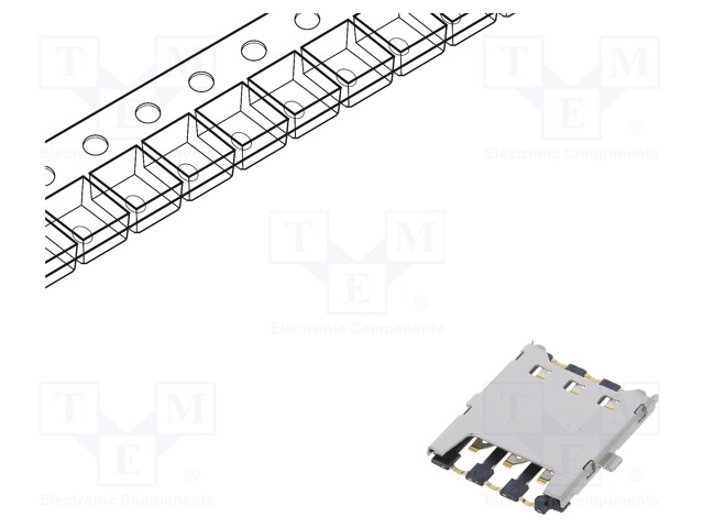 Connector: for cards; Nano SIM; push-pull,with hinged cover; SMT