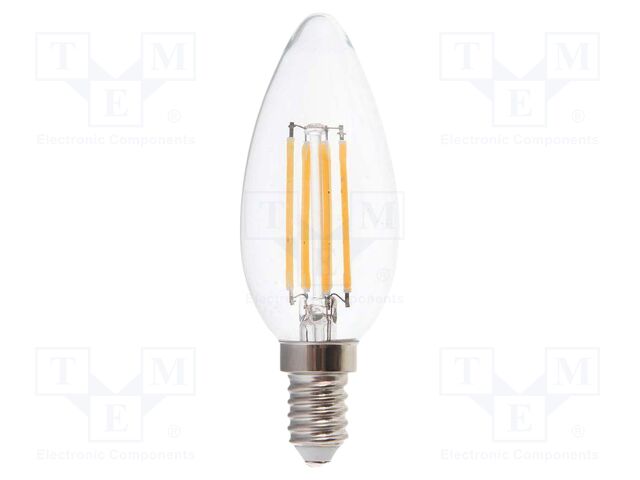 LED lamp; white cold; E14; 220÷240VAC; 800lm; P: 6W; 300°; 6400K