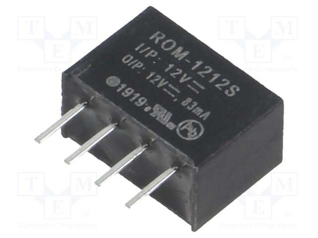 Converter: DC/DC; 1W; Uin: 10.8÷13.2V; Uout: 12VDC; Iout: 83mA; SIP4