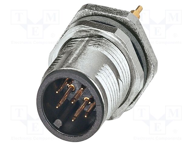 Connector: M12; socket; PIN: 8; male; 30V; straight; THT; A code; 2A