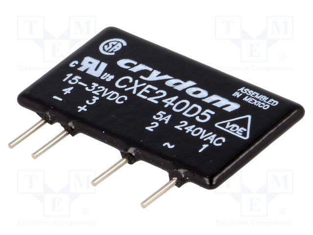 Relay: solid state; Ucntrl: 15÷32VDC; 5A; 12÷280VAC; THT; SIP