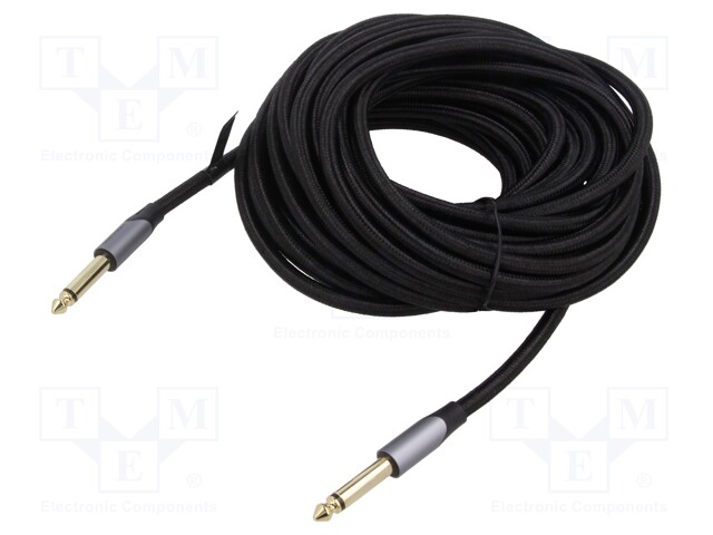 Cable; Jack 6,3mm plug,both sides; 10m; Plating: gold-plated