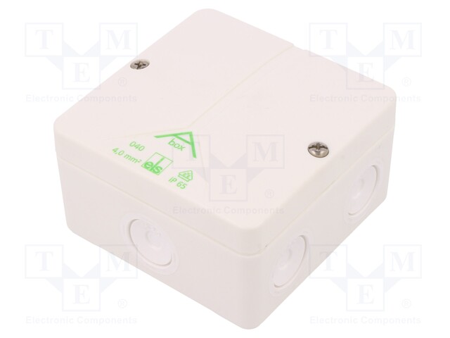 Enclosure: junction box; X: 93mm; Y: 93mm; Z: 55mm; polystyrene; IP65