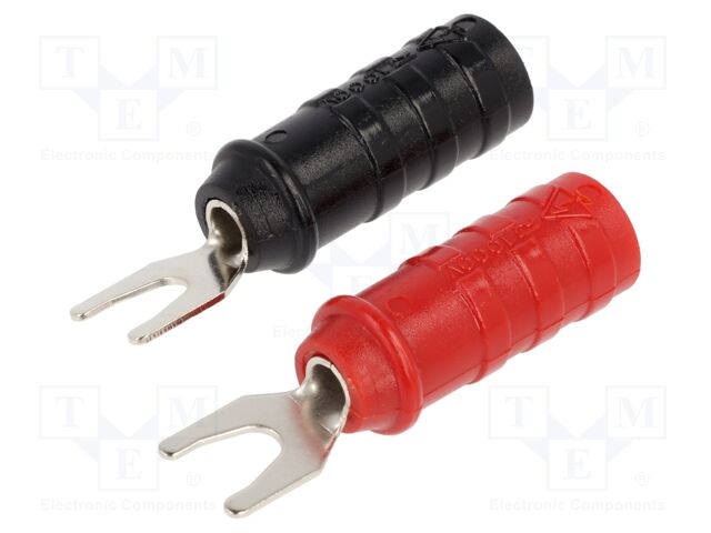Plug; fork terminals; 15A; black,red; 47.24mm; Insulation: nylon