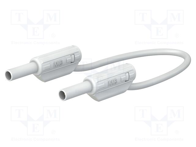 Test lead; 10A; banana plug 2mm,both sides; Urated: 600V; white