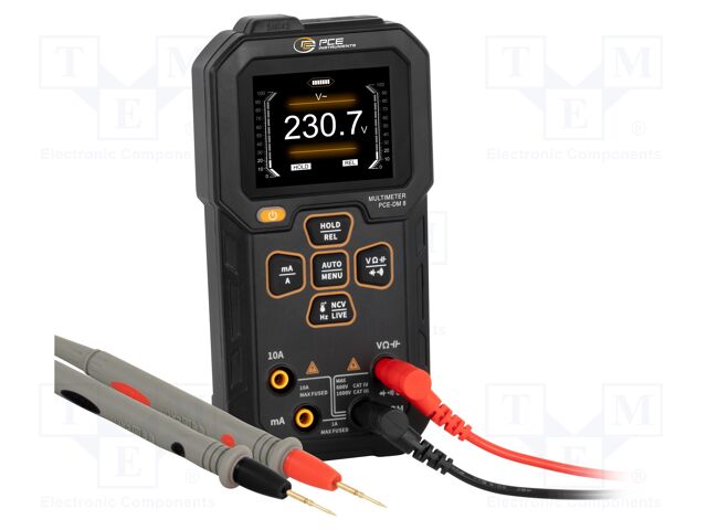 Digital multimeter; USB C; LCD TFT 2,4"; VDC: 0÷999.9V; 0÷99.99MΩ