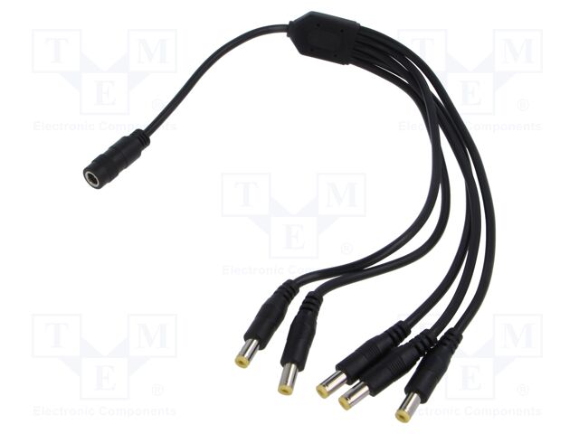 Cable; DC 5,5/2,1 socket,DC 5,5/2,1 plug x5; straight; 0.5mm2
