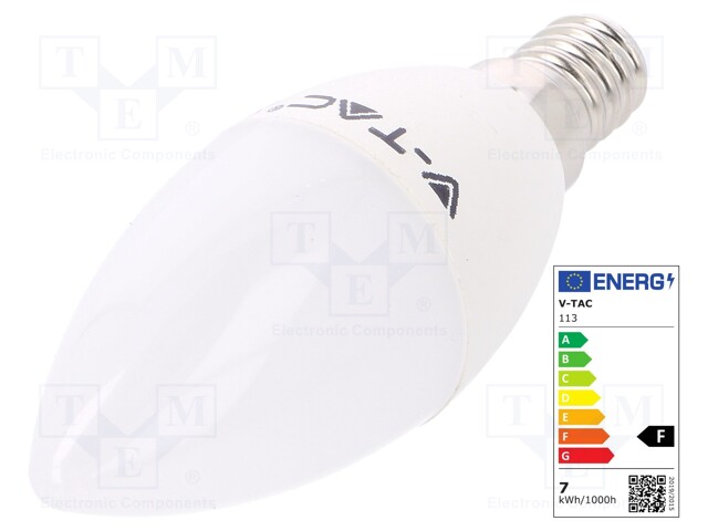 LED lamp; cool white; E14; 220/240VAC; 600lm; 7W; 200°; 6400(typ)K