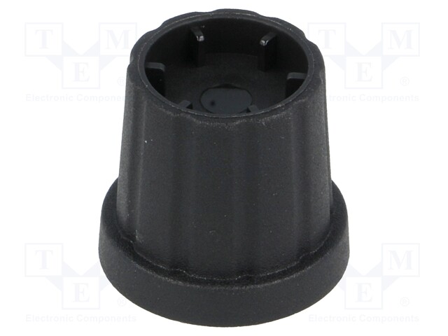 Knob; with flange; plastic; Shaft d: 6mm; Ø16.5x19.2mm; black