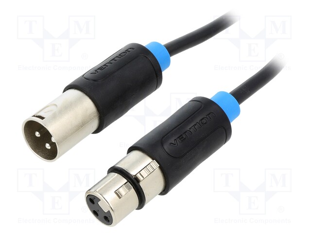 Cable; XLR male 3pin,XLR female 3pin; 1.5m; black; Øcable: 6mm
