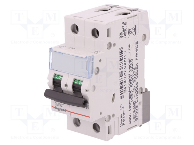 Circuit breaker; 400VAC; Inom: 2A; Poles: 2; DIN; Charact: C; 6kA