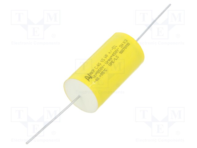 Capacitor: polyester; 1.5uF; Leads: axial; ESR: 3.5mΩ; THT; ±5%; 12A