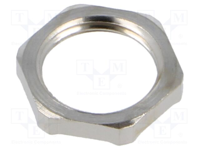 Nut; with earthing; M16; brass; 19mm; Thread: metric; Pitch: 1.5