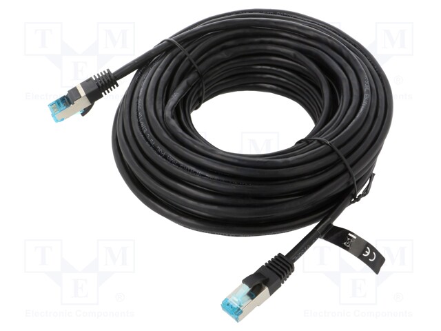 Patch cord; F/UTP; 5e; stranded; Cu; PVC; black; 15m; 26AWG; shielded