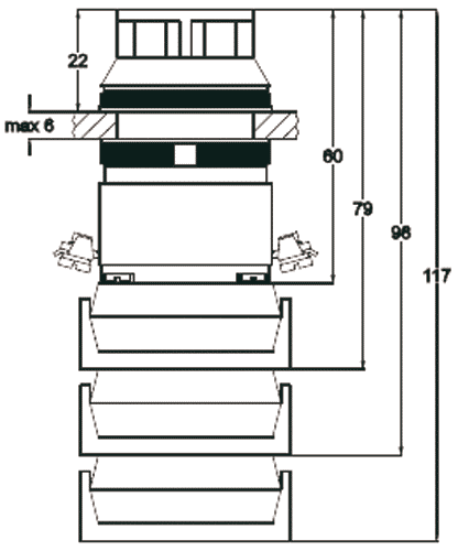 Switch: push-button; Stabl.pos: 1; NC + NO; 30mm; blue; IP56; Pos: 2