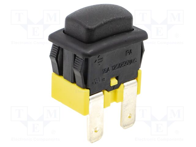 Switch: push-button; Pos: 2; SPST; 16A/250VAC; black; on panel; PA4