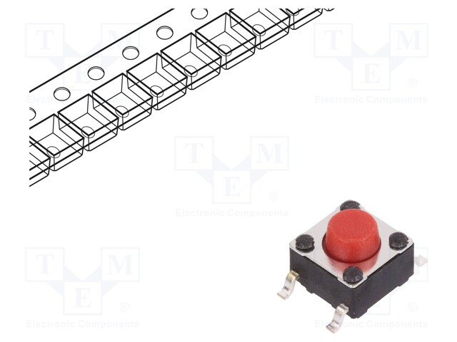Microswitch TACT; SPST-NO; Pos: 2; 0.05A/12VDC; SMT; none; 2.6N