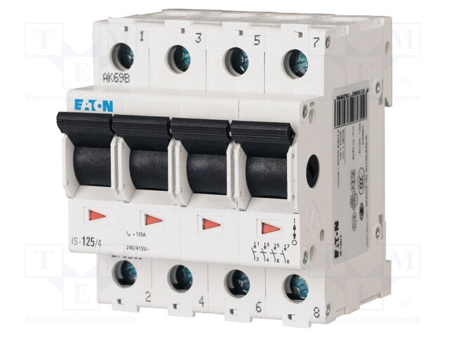 Switch-disconnector; Poles: 4; DIN; 100A; 240VAC; IS; IP40; 0.8÷1mm