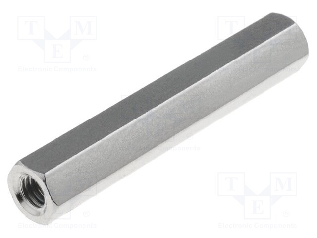 Screwed spacer sleeve; Int.thread: M3; 30mm; hexagonal; brass