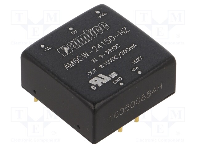 Converter: DC/DC; 6W; Uin: 9÷36V; Uout: 15VDC; Uout2: -15VDC; 1"x1"