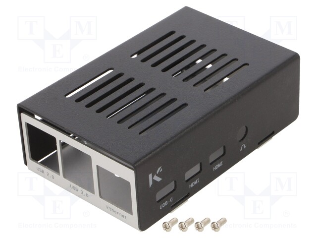 Enclosure: for computer; RPI-4B-4G,RPI-4B-8G; aluminium,steel